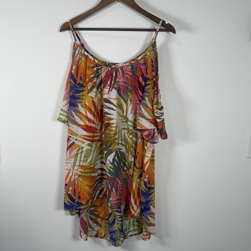Spense Women's Open Shoulder Shirt Tropical Multicolor Size 3XL Vacation